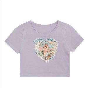 Lilac Vintage Angels Crop Tee